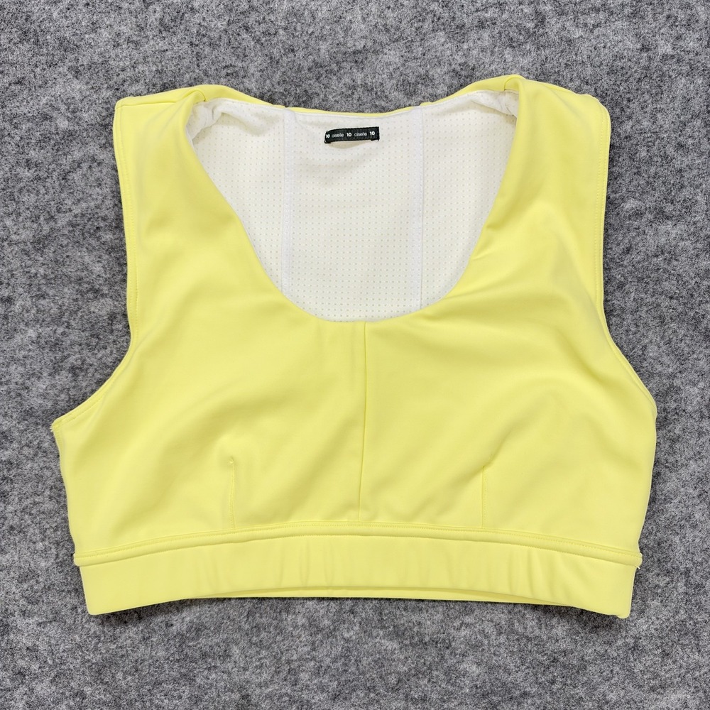 Oiselle Sports Bra Womens 10 Yellow Solid Mesh Longline Running Athletic Top